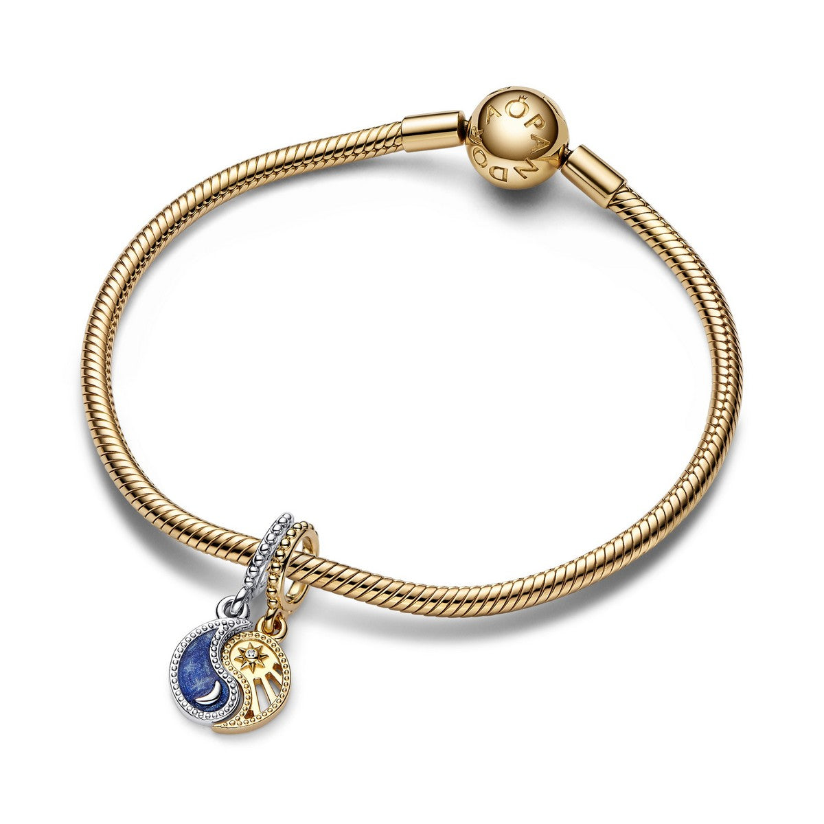 Pandora Tweekleurige Deelbare Zon & Maan Hangende Bedel bicolor zilver en goudverguld - 762678C01