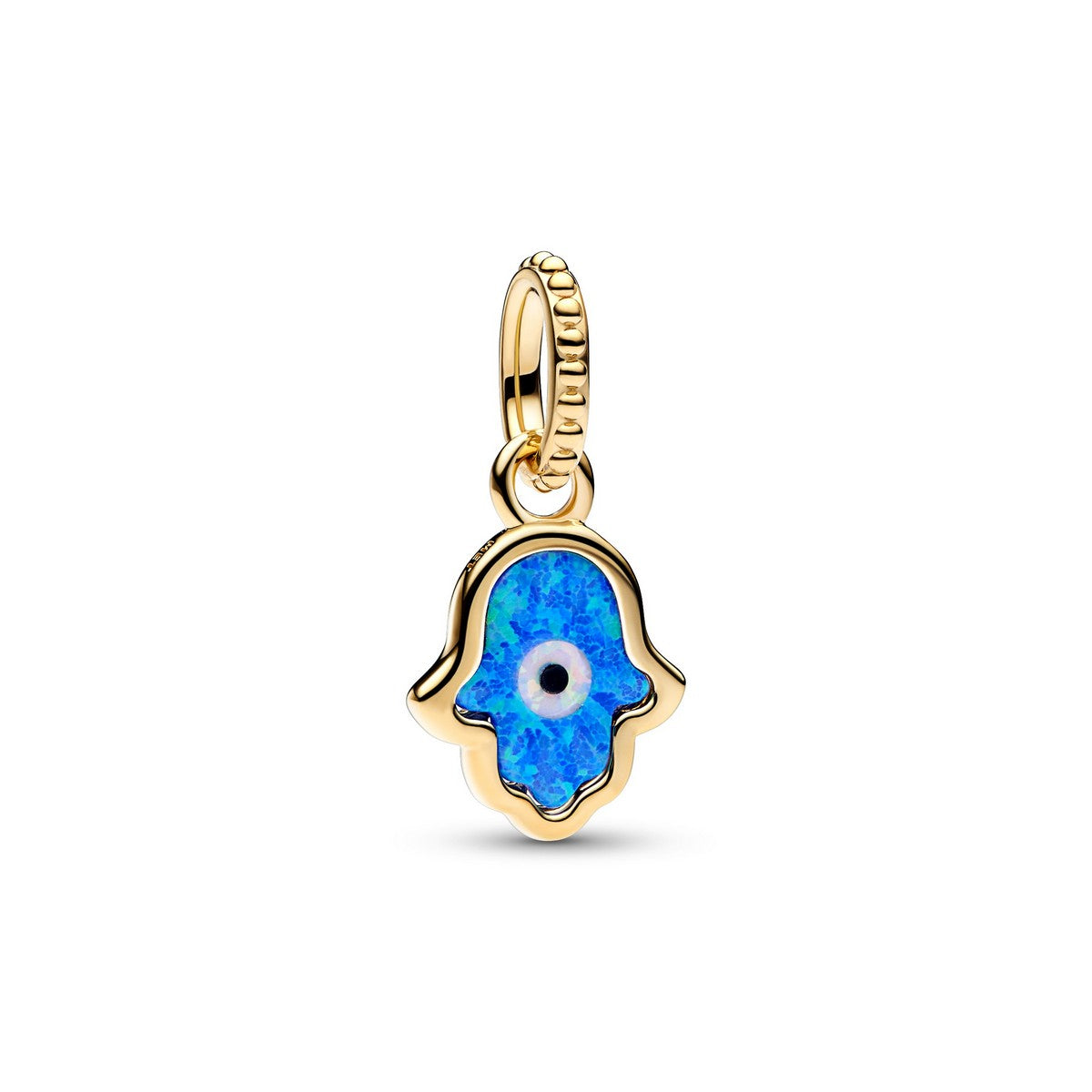 Pandora Opalescent Blauwe Hamsa Hand Hangende Bedel goudverguld - 762699C01