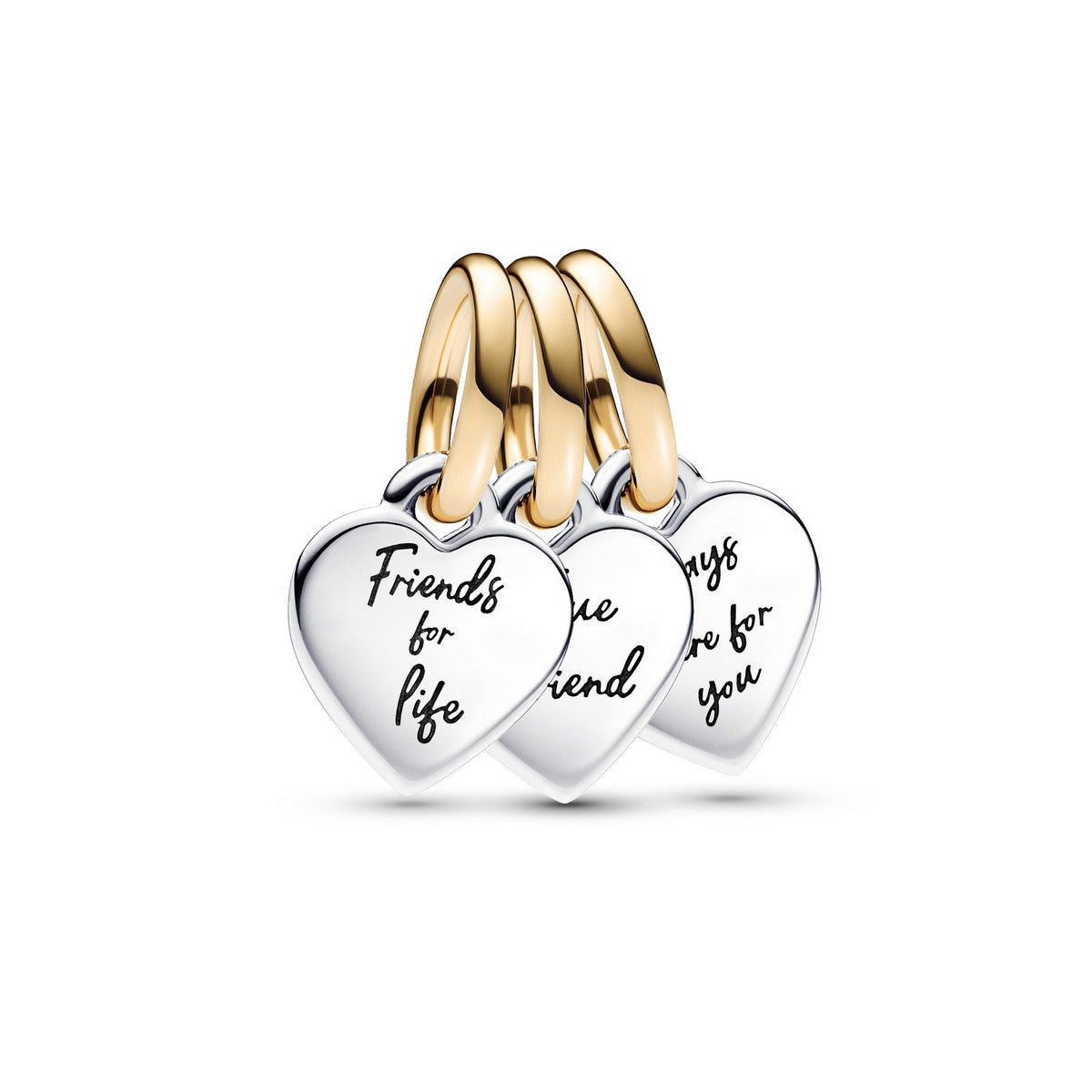 Pandora Tweekleurige deelbare hangende vriendschapsbedel, driedelig bicolor zilver en goudverguld - 762722C00