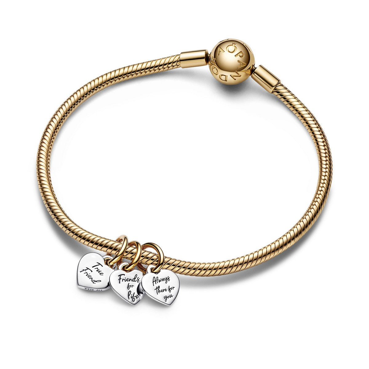 Pandora Tweekleurige deelbare hangende vriendschapsbedel, driedelig bicolor zilver en goudverguld - 762722C00