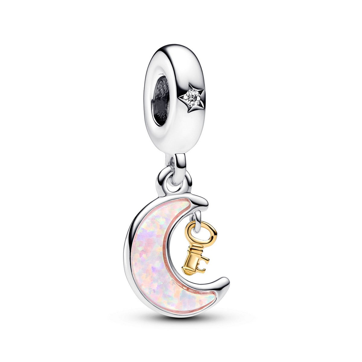 Pandora Tweekleurige Sleutel en Maan Hangende Bedel bicolor zilver en goudverguld - 762985C01