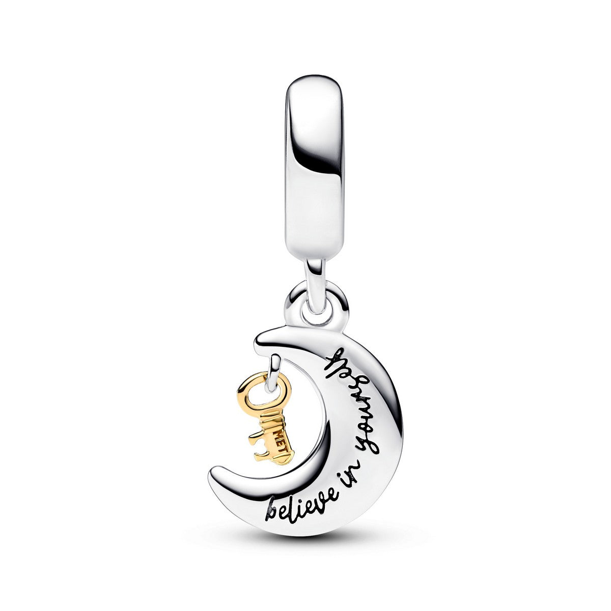 Pandora Tweekleurige Sleutel en Maan Hangende Bedel bicolor zilver en goudverguld - 762985C01