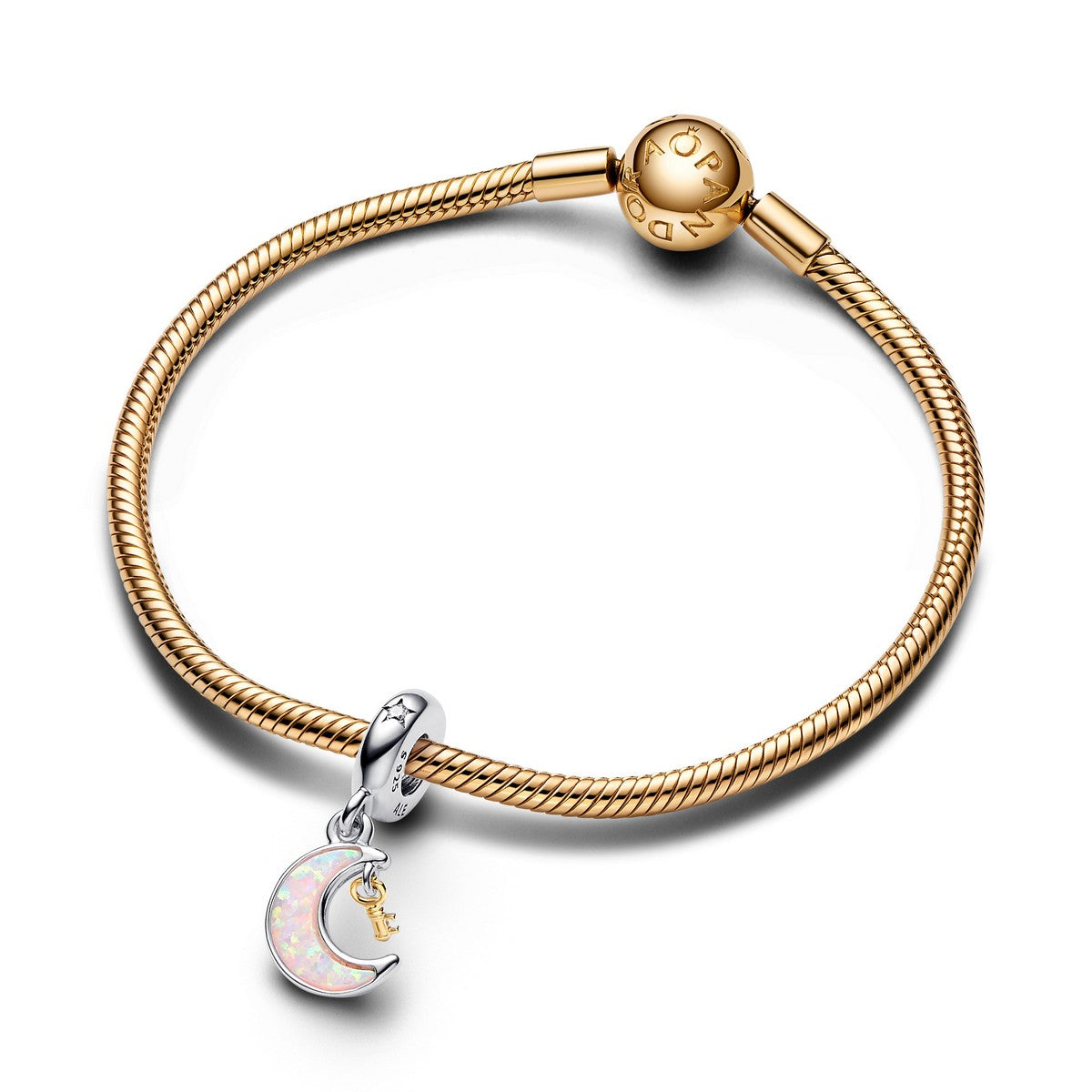 Pandora Tweekleurige Sleutel en Maan Hangende Bedel bicolor zilver en goudverguld - 762985C01