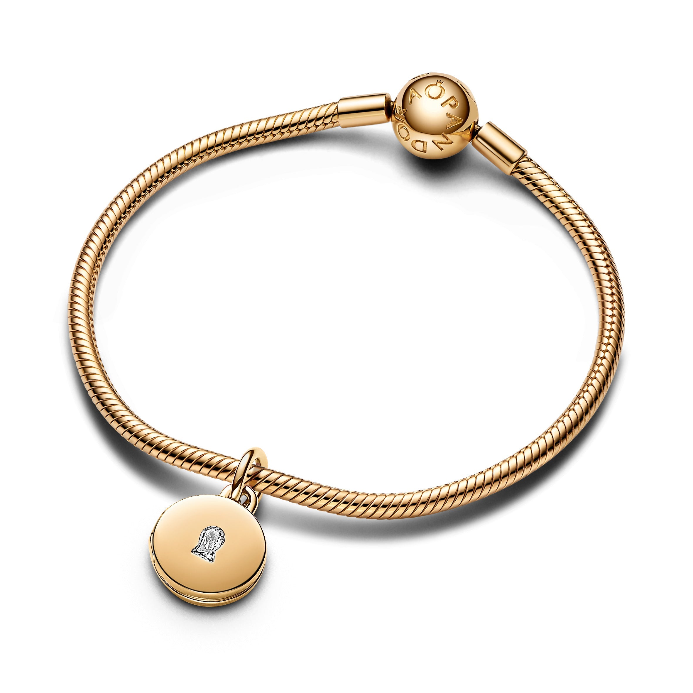 Pandora Te openen & graveerbare liefdesmedaillon hangende bedel goudverguld medallion - 763066C01