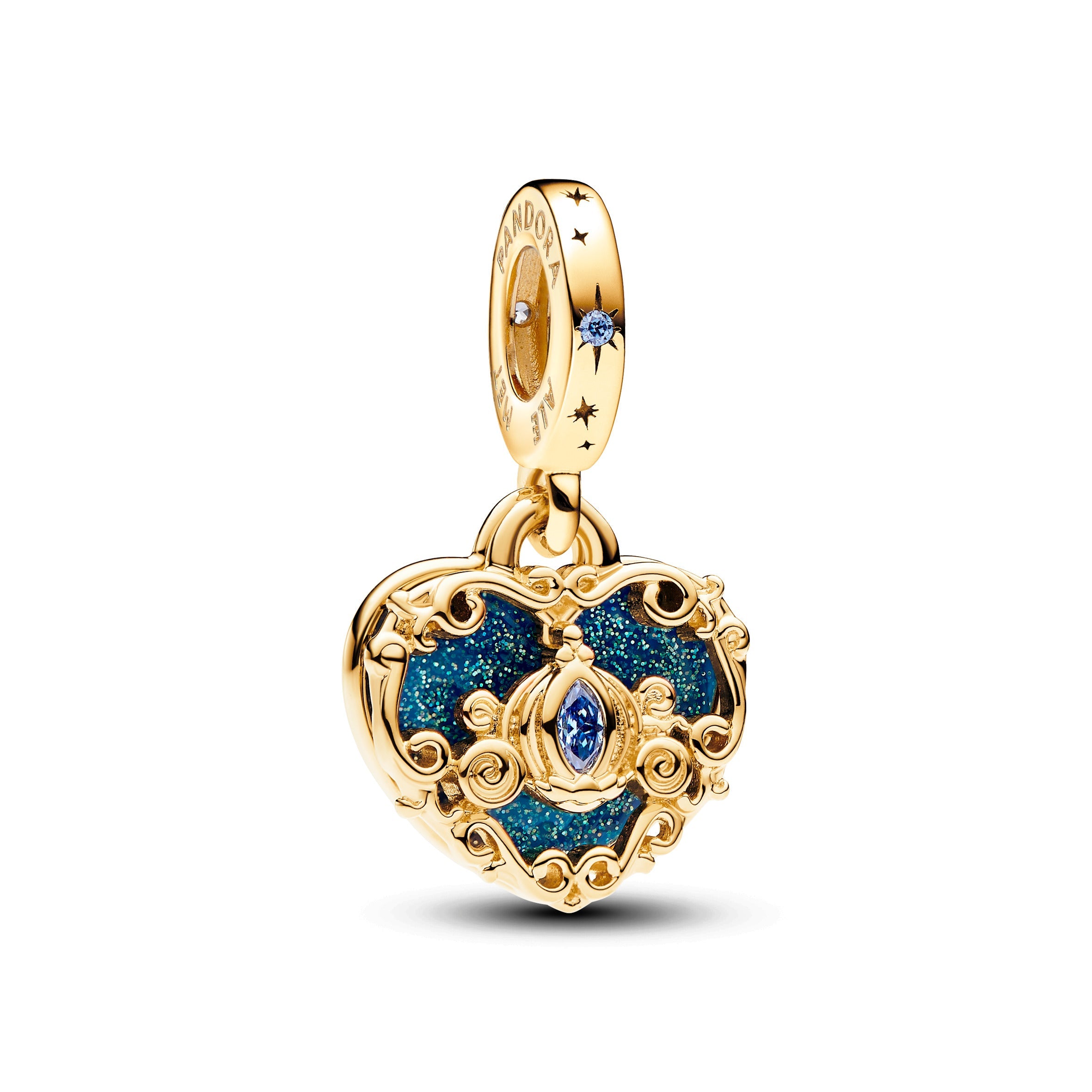 Pandora Disney Assepoesters koets & hart dubbele hangende bedel goudverguld - 763072C01