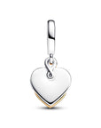 Pandora Graveerbaar Hart Sterling Zilver en 14k Goud met Diamant Hangende Bedel 763237C01 - PansiteNederland.nl