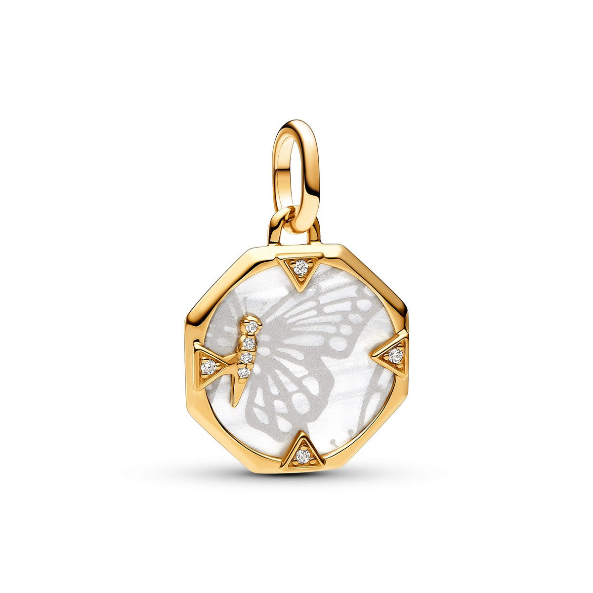 Pandora ME Parelmoeren Vlinder Medaillonbedel goudverguld medallion - 763366C01