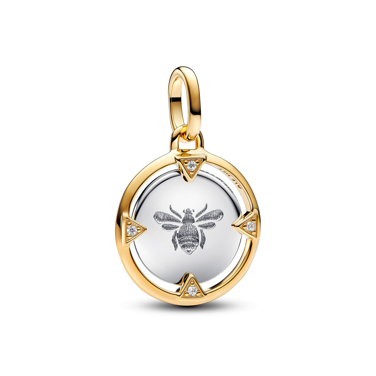 Pandora Bij Medaillonbedel bicolor zilver en goudverguld medallion - 763417C01