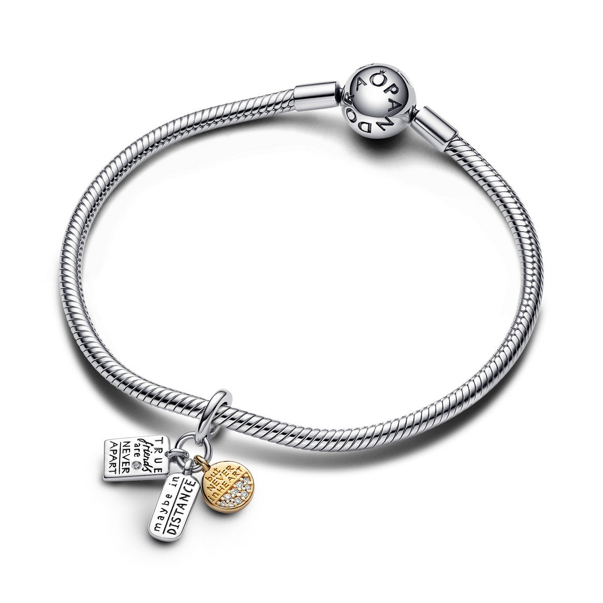 Pandora Vriendschap Driedubbele Hangende Bedel bicolor zilver en goudverguld - 763436C01