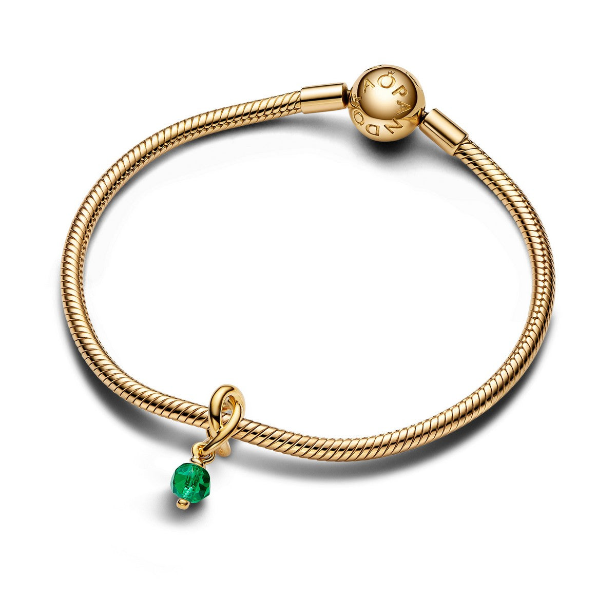 Pandora Facetgeslepen Groene Oneindigheidscirkel Hangende Bedel goudverguld - 763462C05