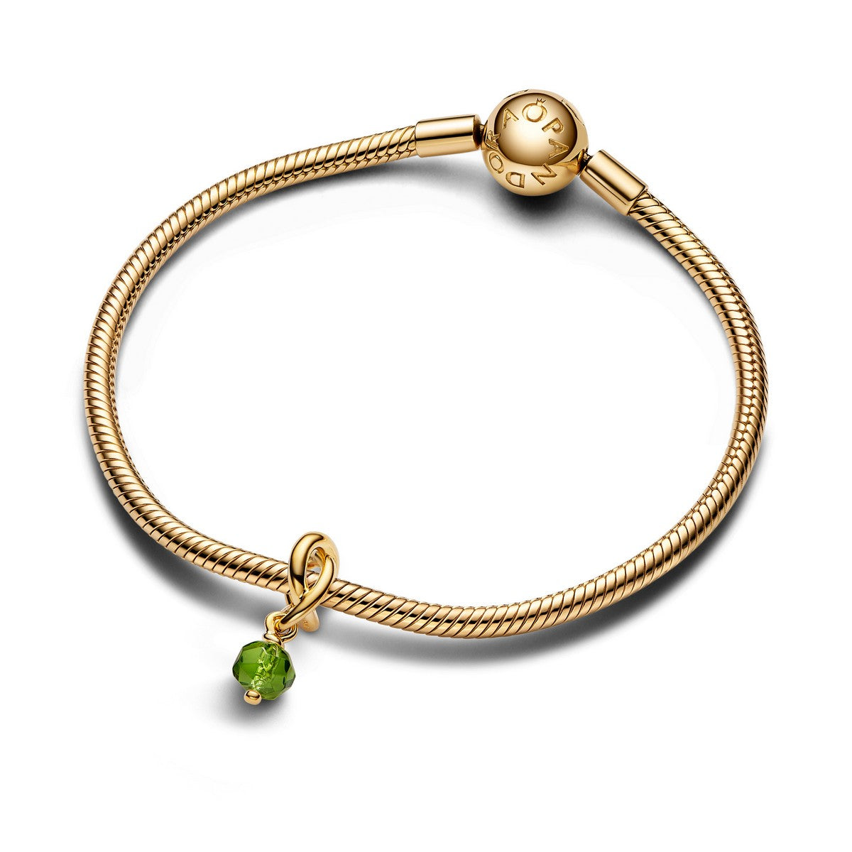 Pandora Facetgeslepen Lentegroene Oneindigheidscirkel Hangende Bedel goudverguld - 763462C08