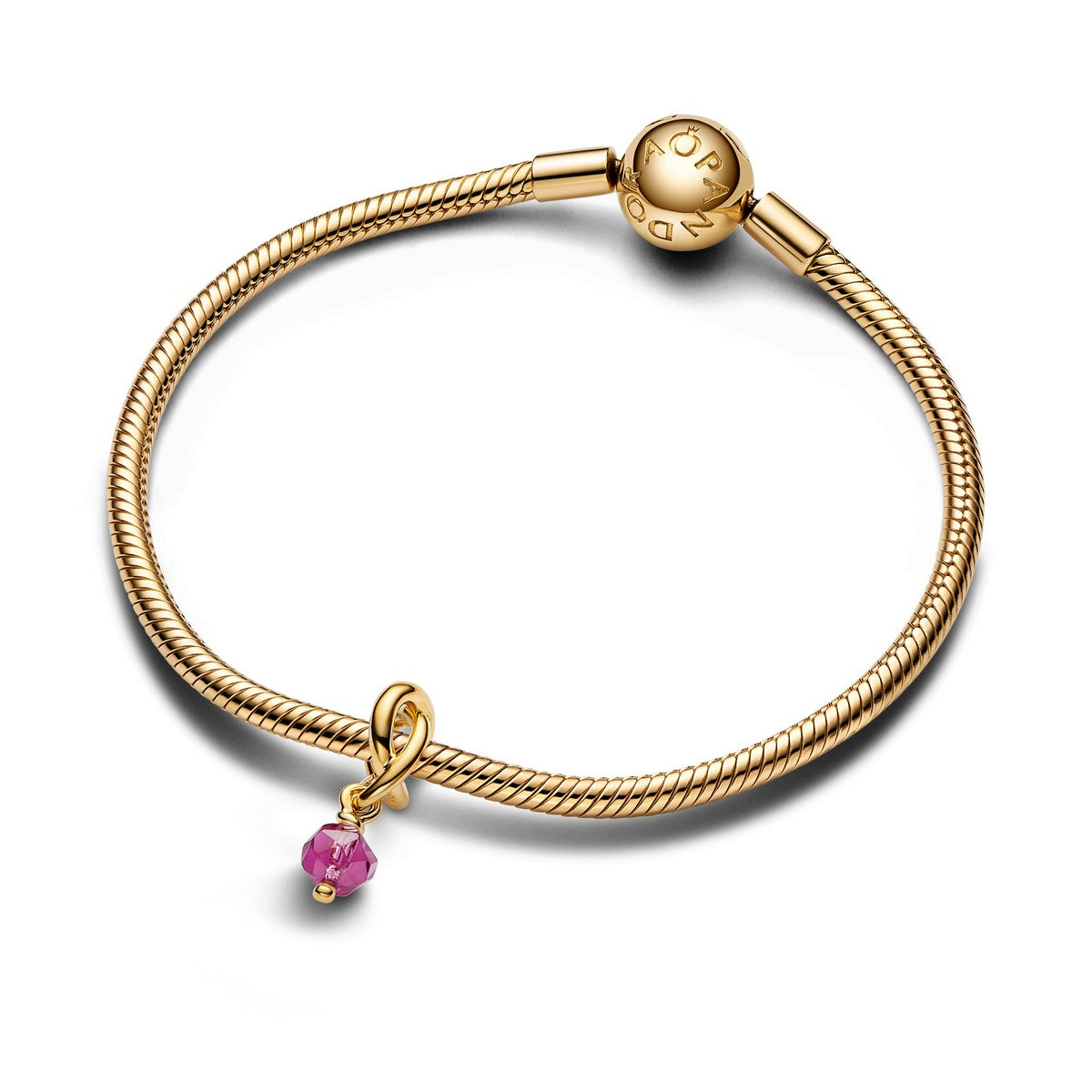Pandora Facetgeslepen Roze Oneindigheidscirkel Hangende Bedel goudverguld - 763462C10