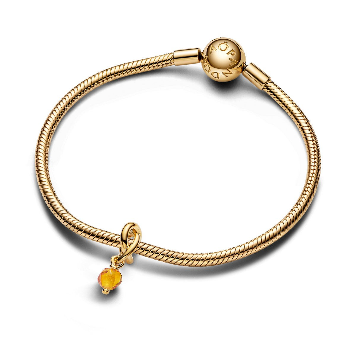 Pandora Facetgeslepen Honingkleurige Oneindigheidscirkel Hangende Bedel goudverguld - 763462C11