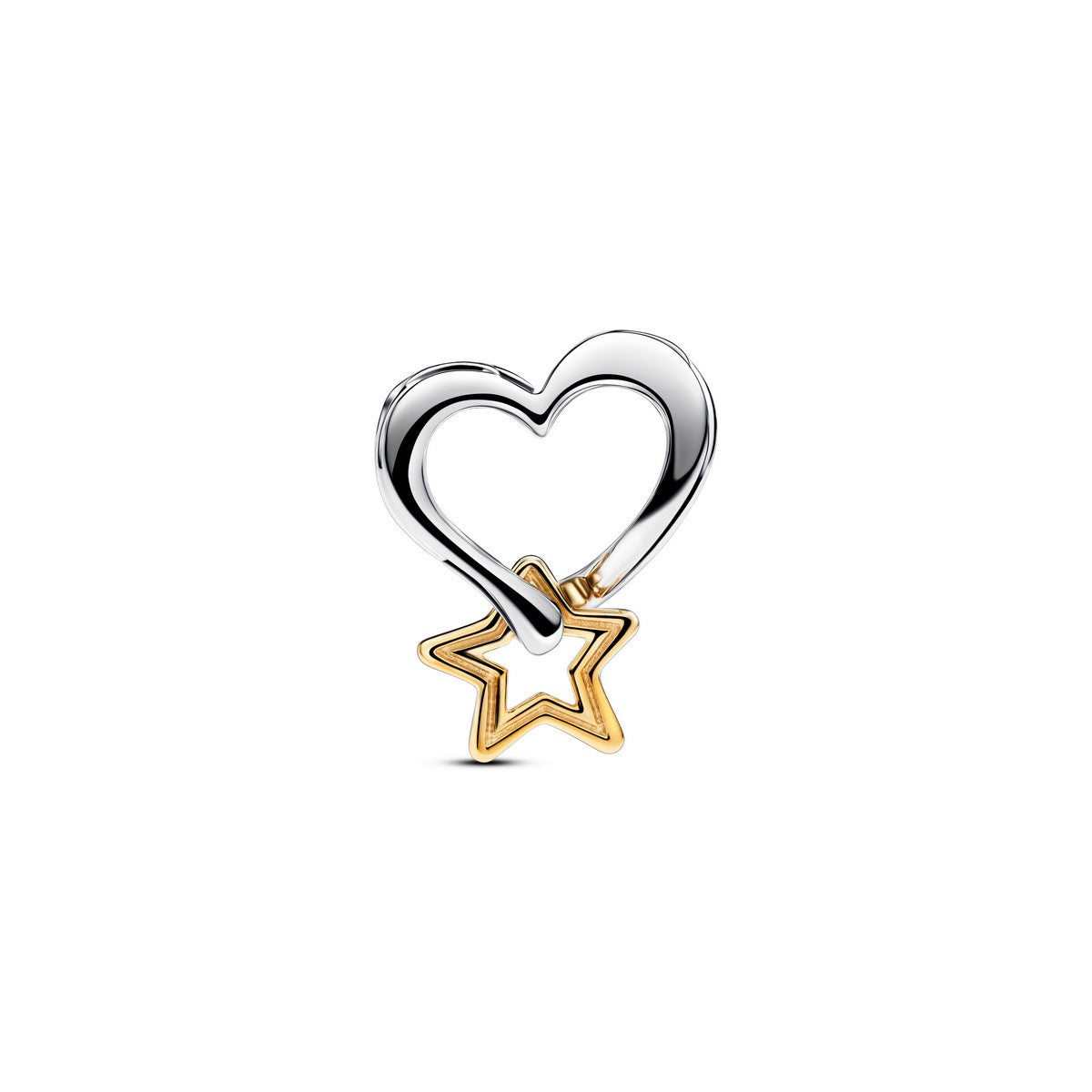 Pandora Bedel met geluksster en hart bicolor zilver en goudverguld - 763513C00