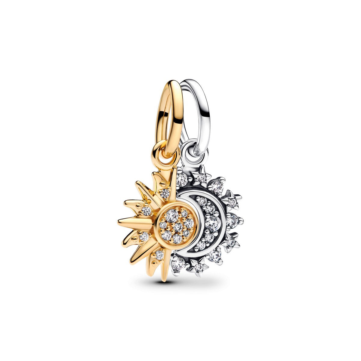 Pandora Deelbare hangende bedel met zon en maan bicolor zilver en goudverguld - 763585C01