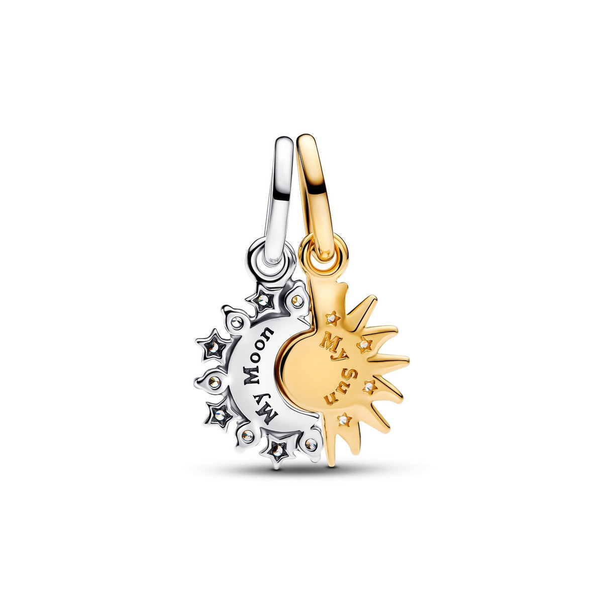 Pandora Deelbare hangende bedel met zon en maan bicolor zilver en goudverguld - 763585C01