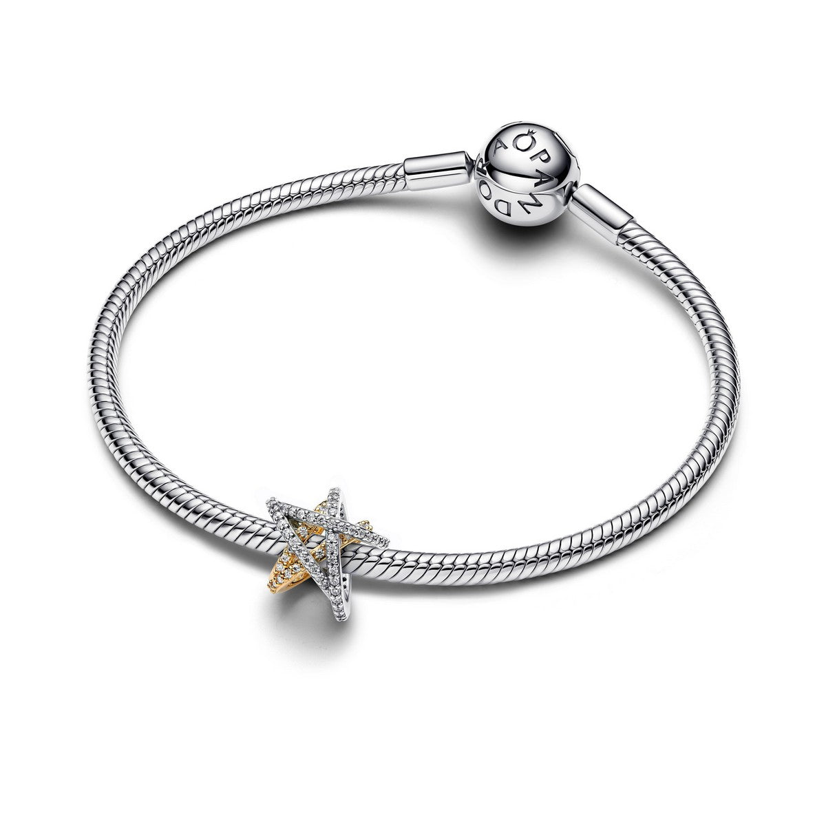 Pandora Sprankelende bedel met ster bicolor zilver en goudverguld - 763590C01