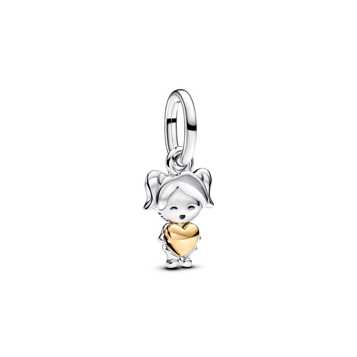 Pandora Hangende bedel met happy girl bicolor zilver en goudverguld - 763601C00