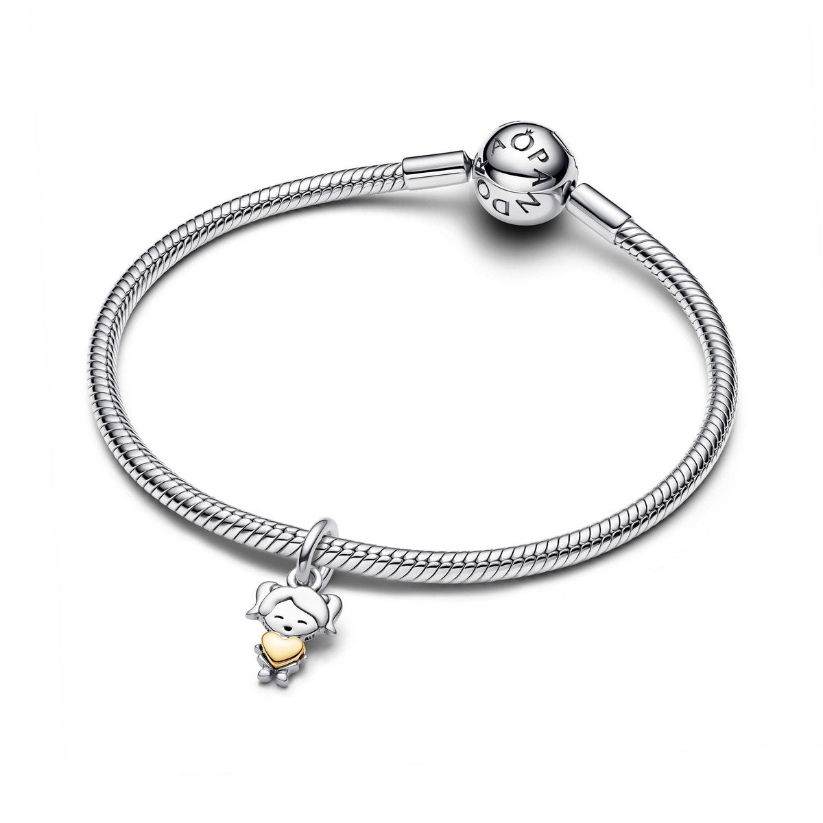 Pandora Hangende bedel met happy girl bicolor zilver en goudverguld - 763601C00