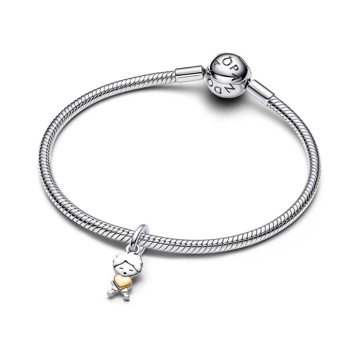 Pandora Hangende bedel met happy boy bicolor zilver en goudverguld - 763602C00