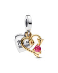 Pandora Graveerbare Hart en Pijl Dubbele Hangende Bedel 763622C01 - PansiteNederland.nl