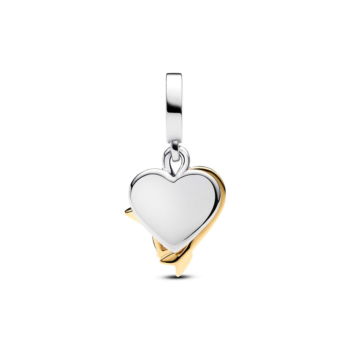 Pandora Graveerbare Hart en Pijl Dubbele Hangende Bedel bicolor zilver en goudverguld - 763622C01