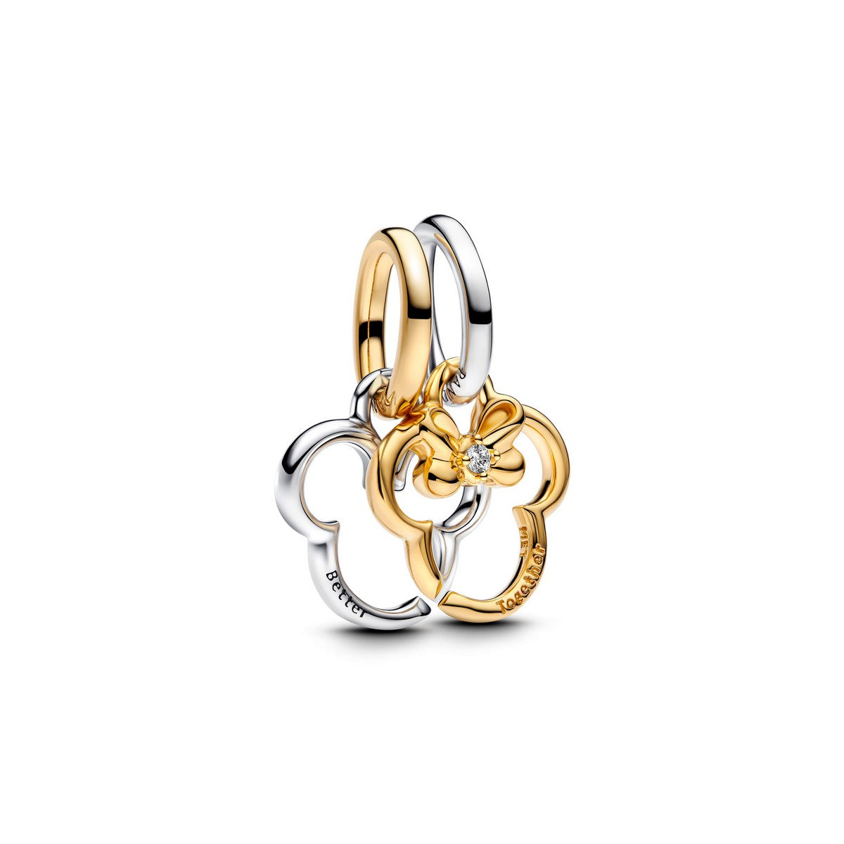 Pandora Disney Mickey Mouse & Minnie Mouse Deelbare Hangende Bedel bicolor zilver en goudverguld - 763650C01