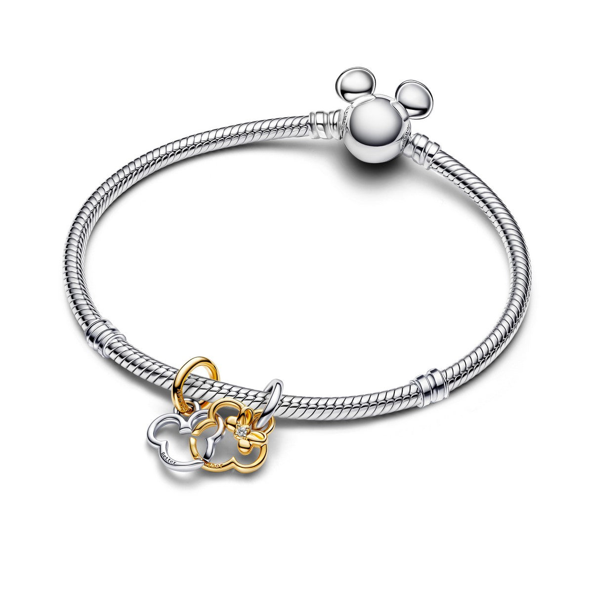 Pandora Disney Mickey Mouse & Minnie Mouse Deelbare Hangende Bedel bicolor zilver en goudverguld - 763650C01