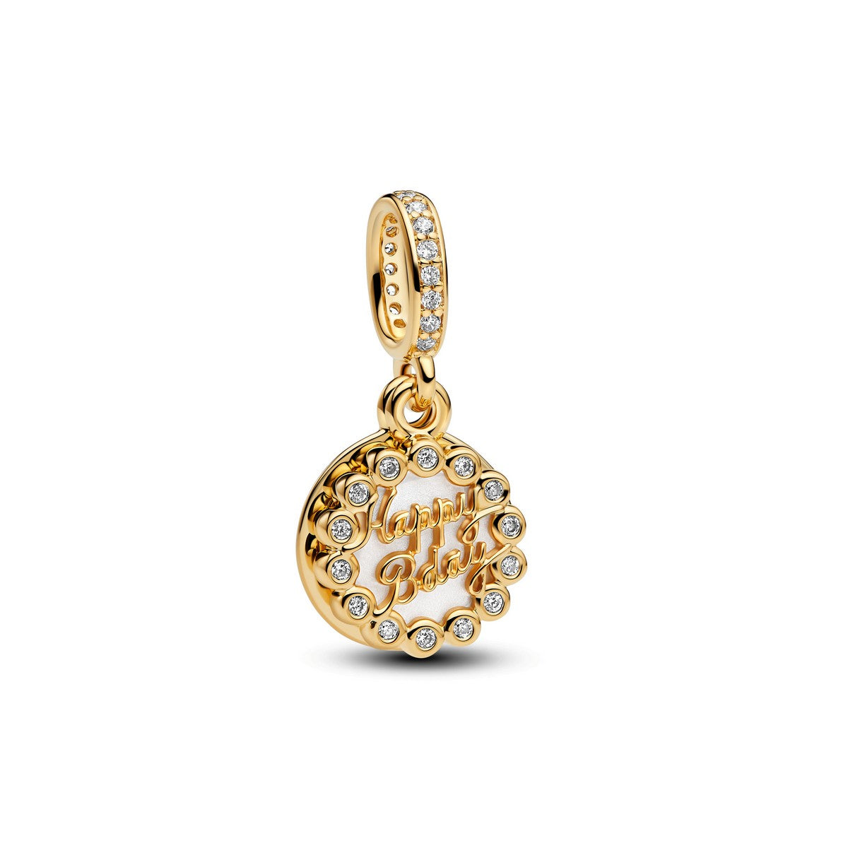 Pandora Happy Birthday Taart Hangende Bedel goudverguld - 763787C01
