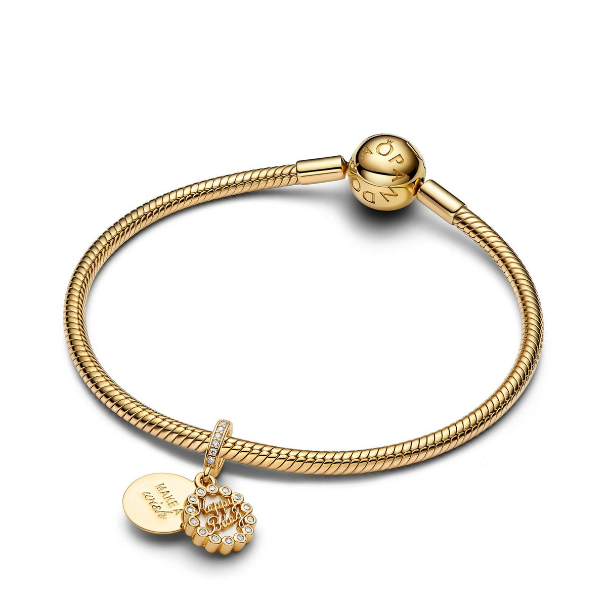 Pandora Happy Birthday Taart Hangende Bedel goudverguld - 763787C01