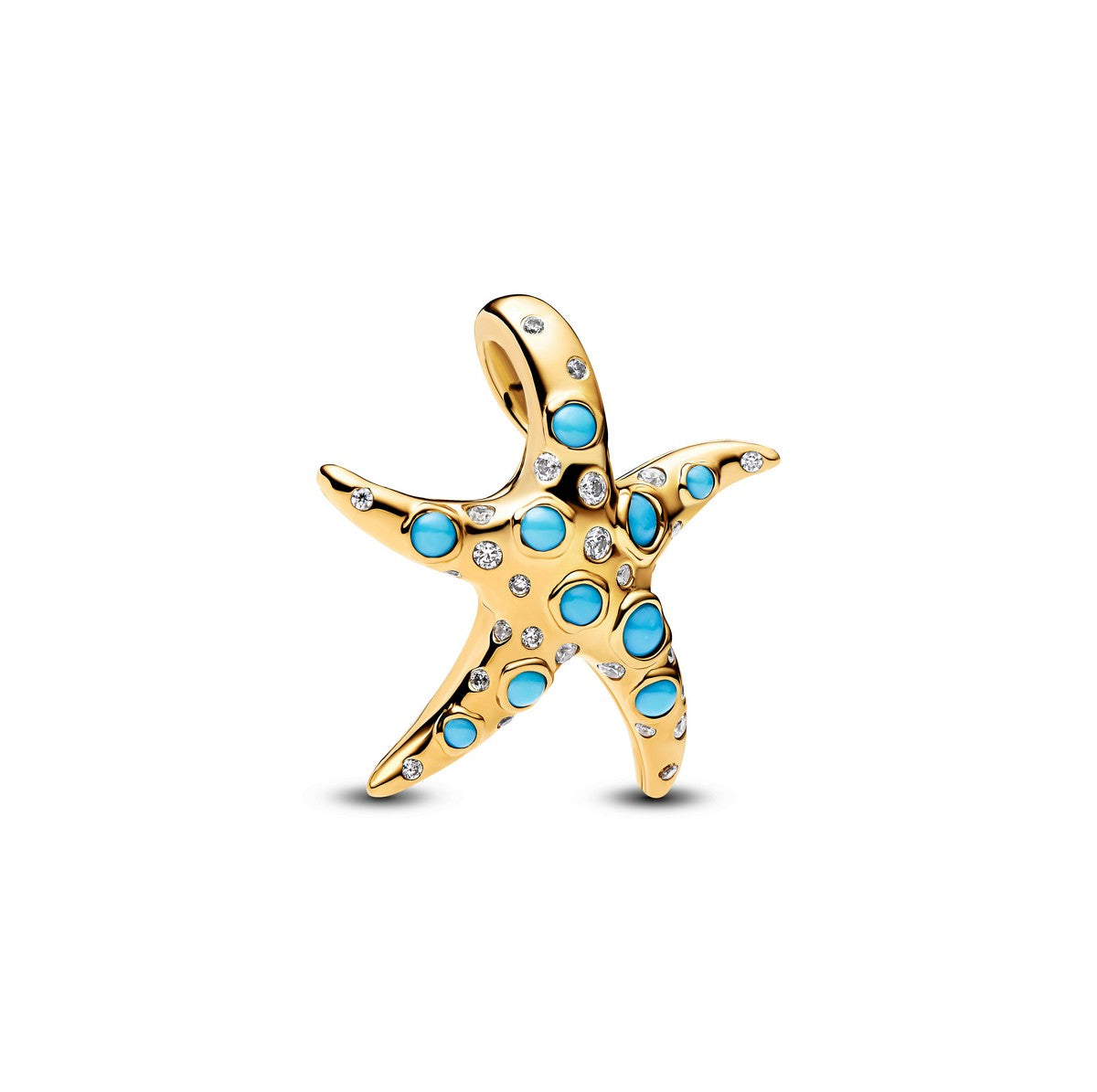 Pandora Sprankelende Blauwe Zeester Hangende Bedel goudverguld - 763818C01