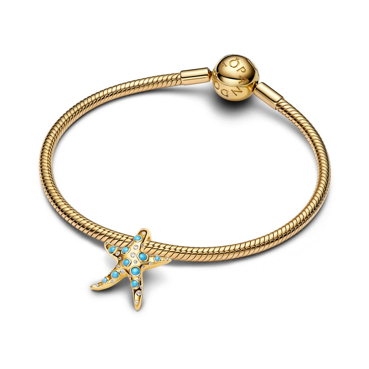 Pandora Sprankelende Blauwe Zeester Hangende Bedel goudverguld - 763818C01