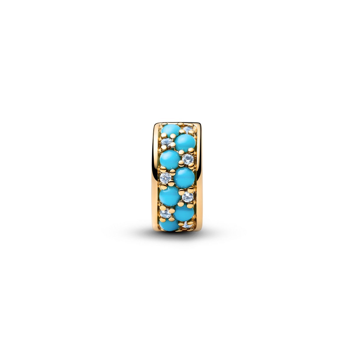 Pandora Aquablauwe Clip Bedel goudverguld - 763902C01