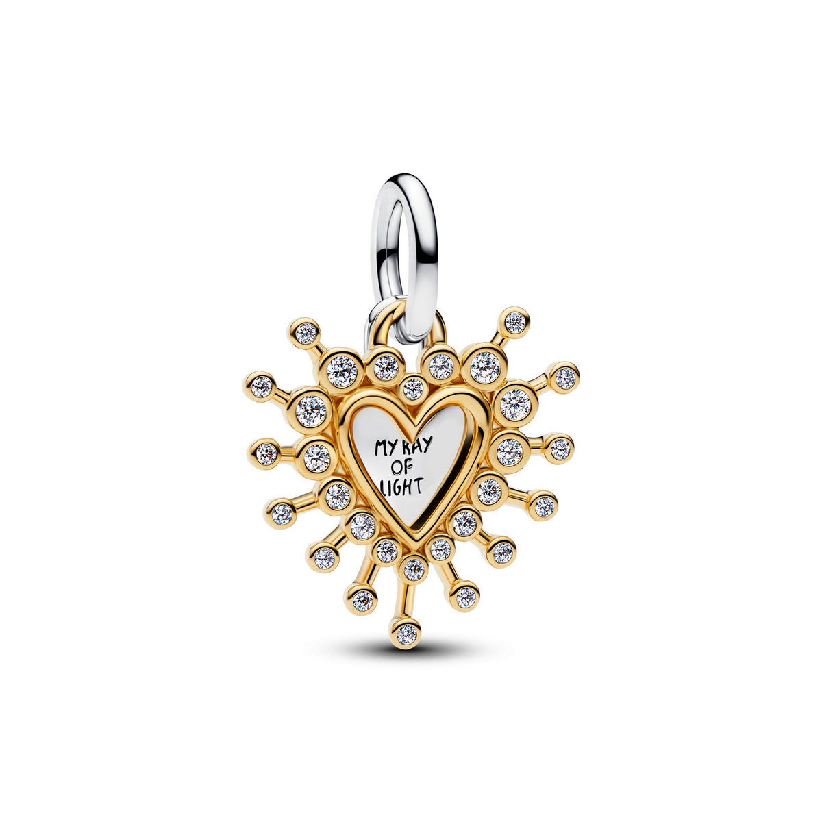 Pandora Stralend Hart Hangende Bedel 764141C01 – Verguld Zilver
