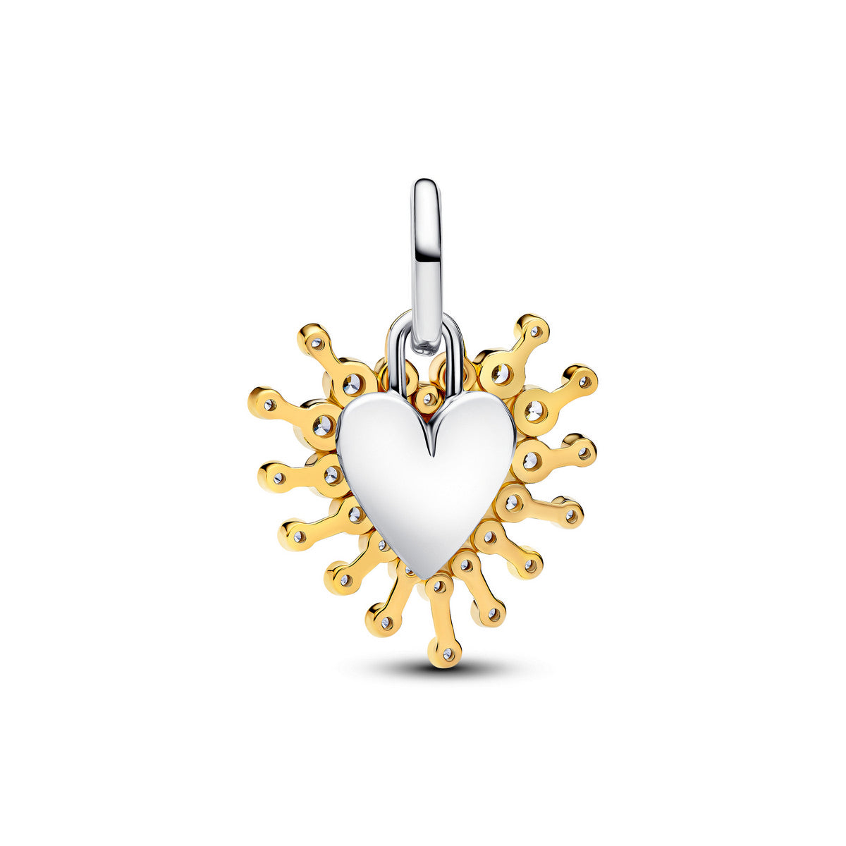 Pandora Stralend Hart Hangende Bedel 764141C01 – Verguld Zilver