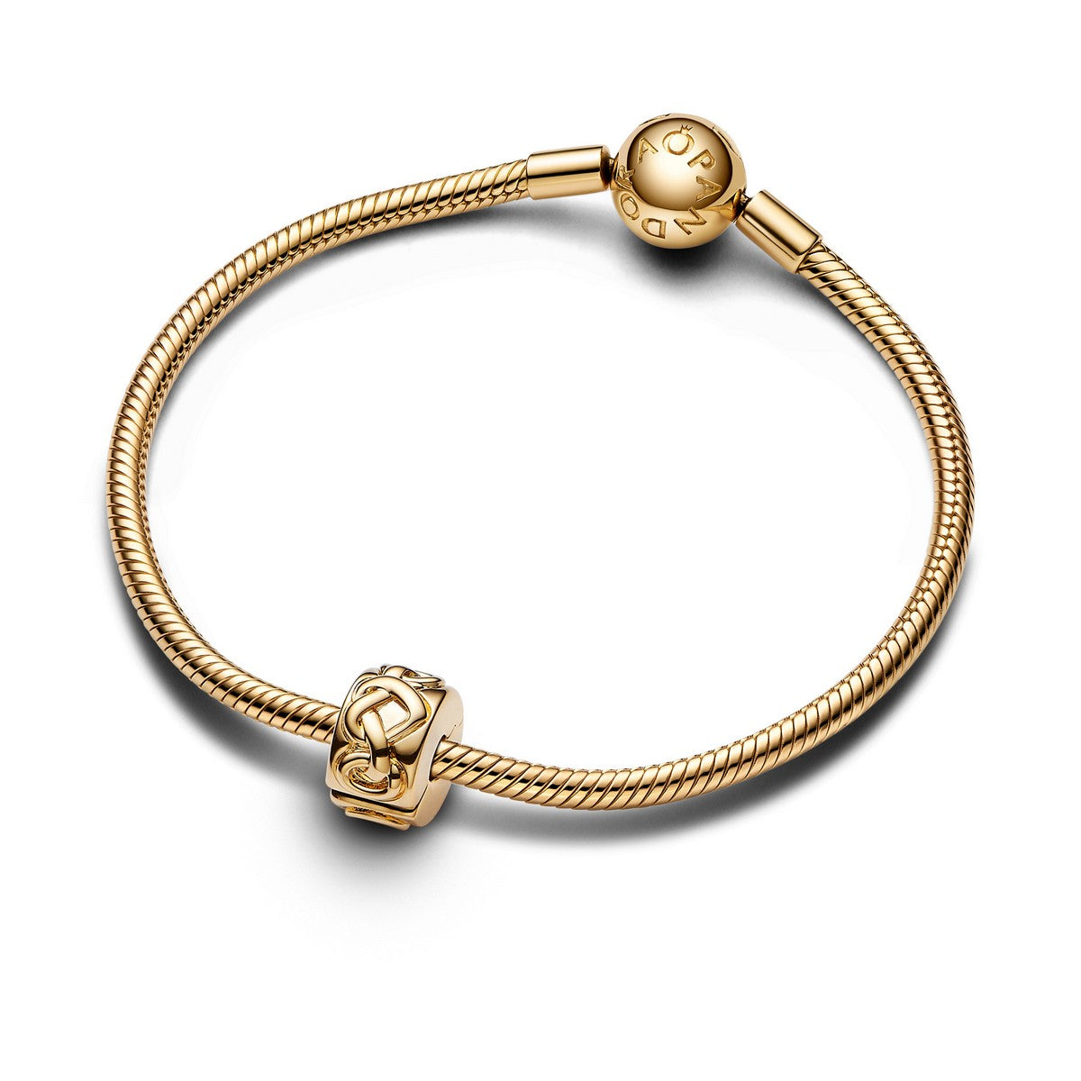Pandora Knotted Hearts Clip Bedel goudverguld - 768035C00