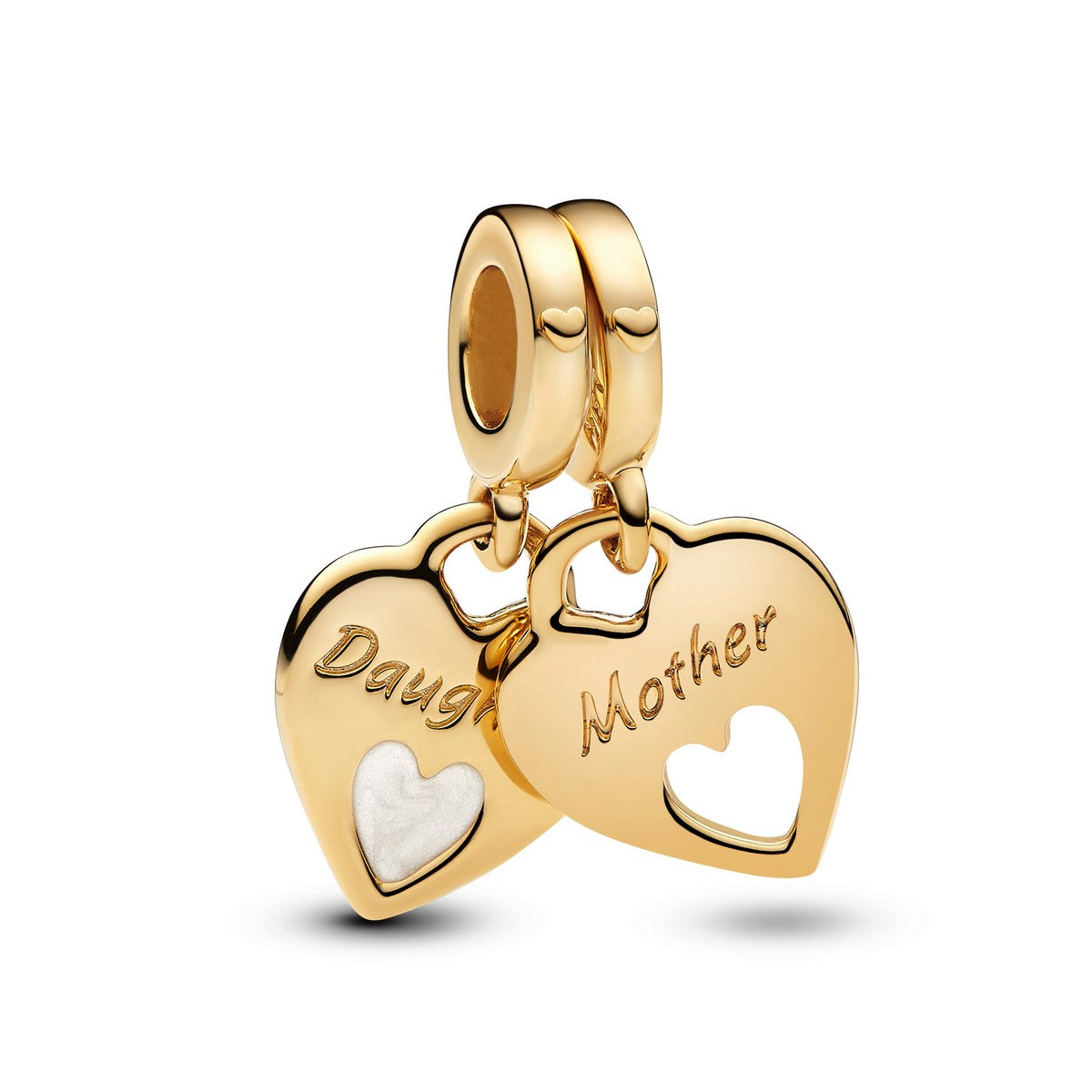 Pandora Double Heart Split Dangle Charm goudverguld - 769187C01