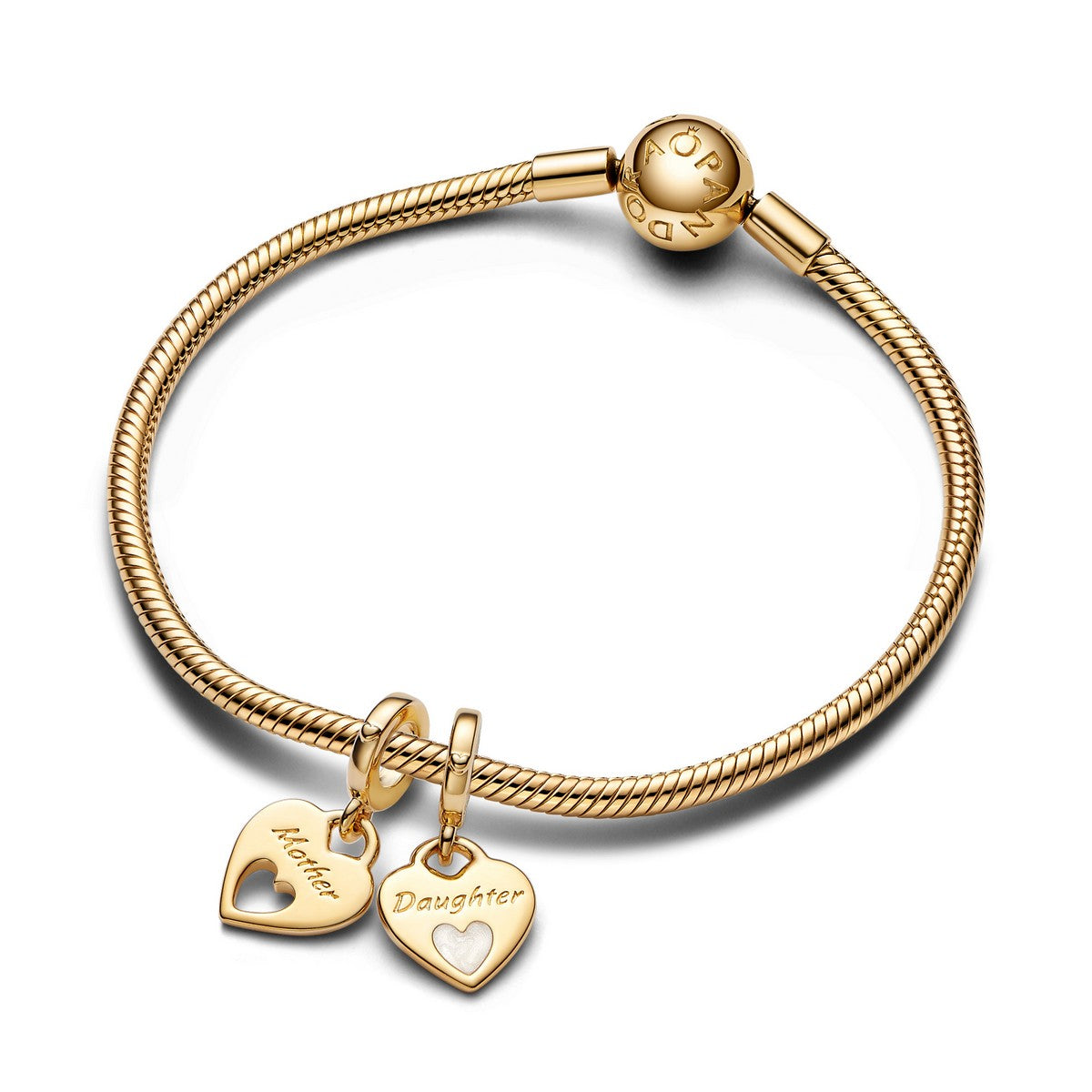 Pandora Double Heart Split Dangle Charm goudverguld - 769187C01