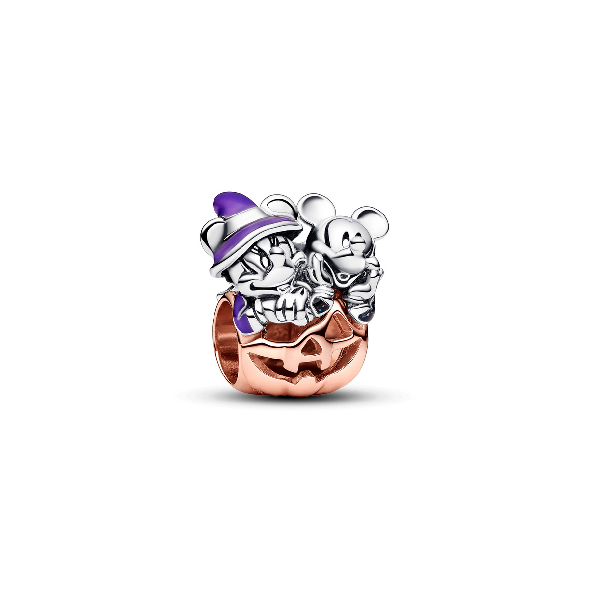 Pandora Disney Mickey Mouse & Minnie Mouse Halloween Pompoen Bedel bicolor zilver en roségoudverguld - 782816C01