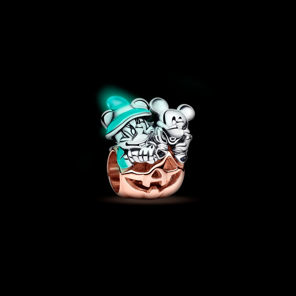 Pandora Disney Mickey Mouse & Minnie Mouse Halloween Pompoen Bedel bicolor zilver en roségoudverguld - 782816C01