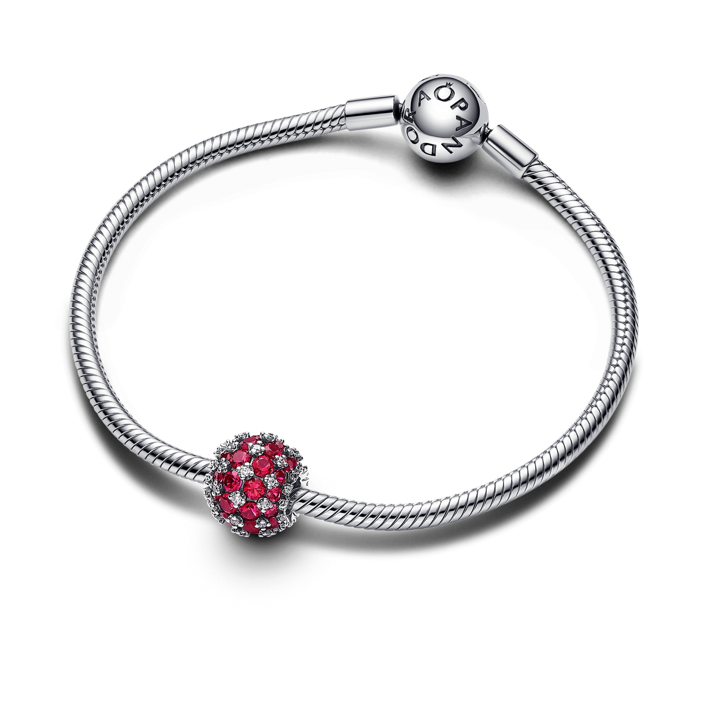 Pandora Sprankelende, roze, ronde pavébedel zilver - 792630C03