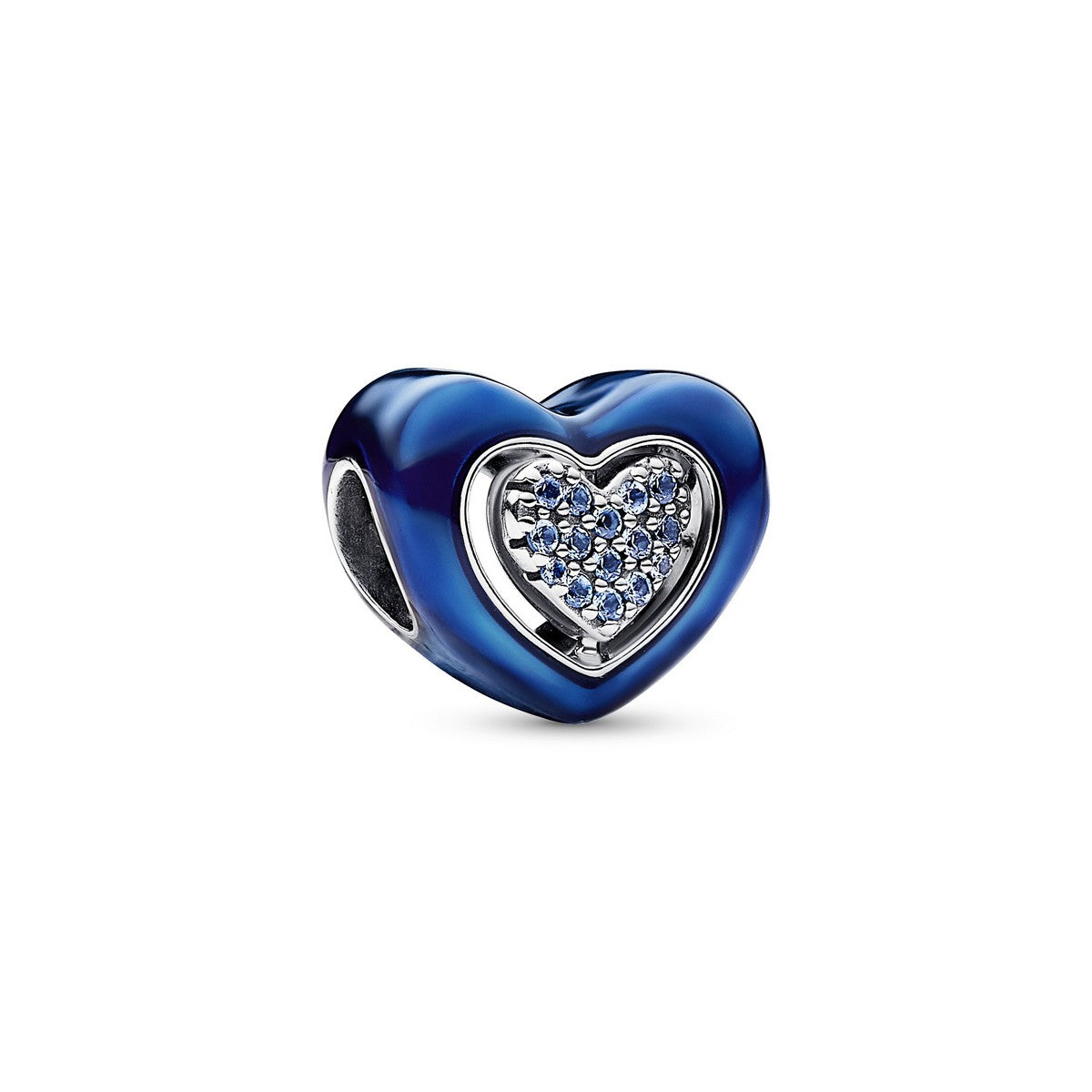Pandora Blauwe draaiende hartbedel zilver - 792750C01