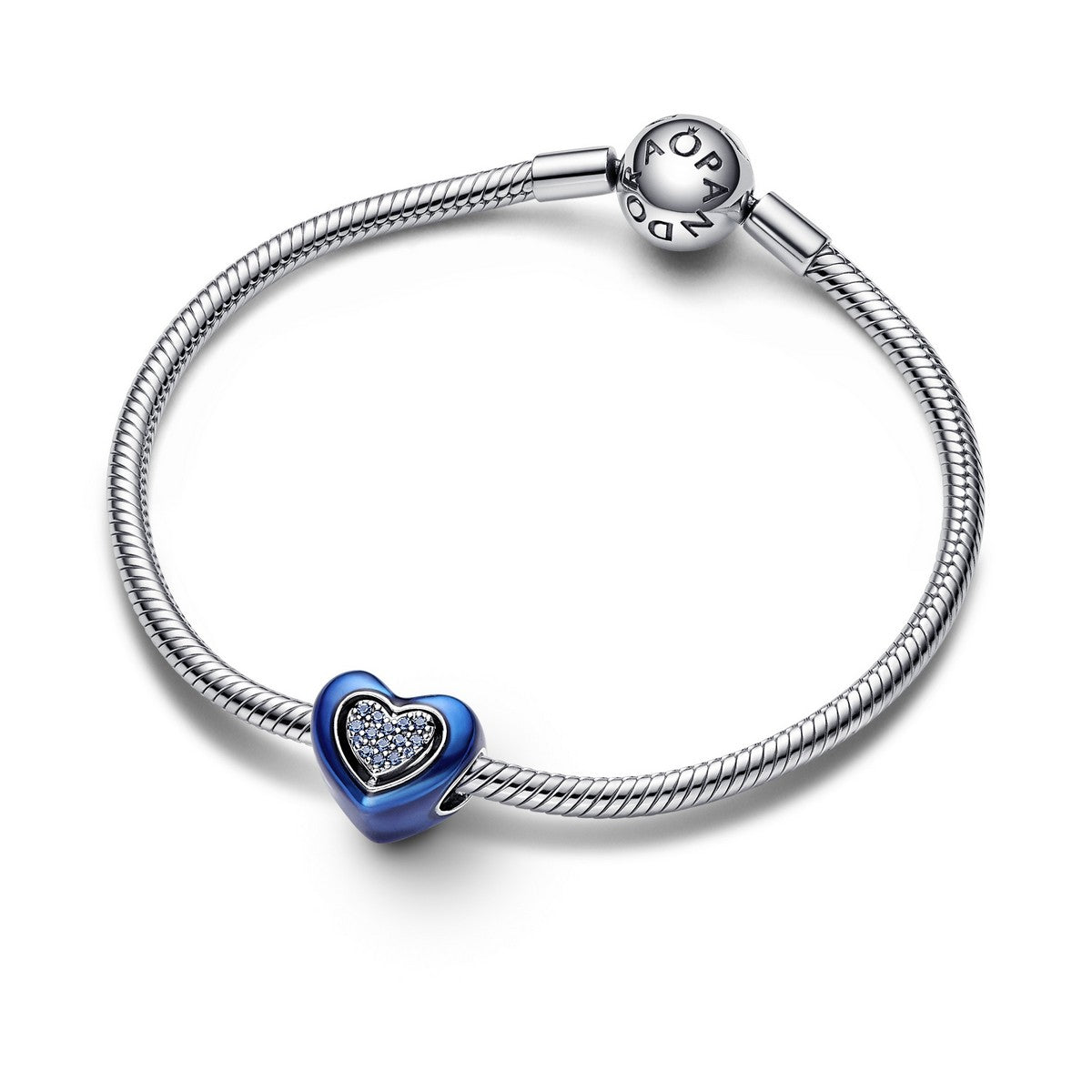 Pandora Blauwe draaiende hartbedel zilver - 792750C01