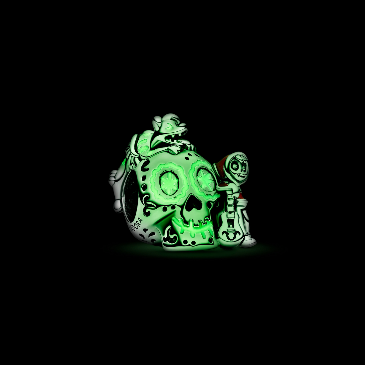Pandora Disney Pixar Coco Miguel & Dante schedel Glow-in-the-dark Bedel zilver - 792817C01
