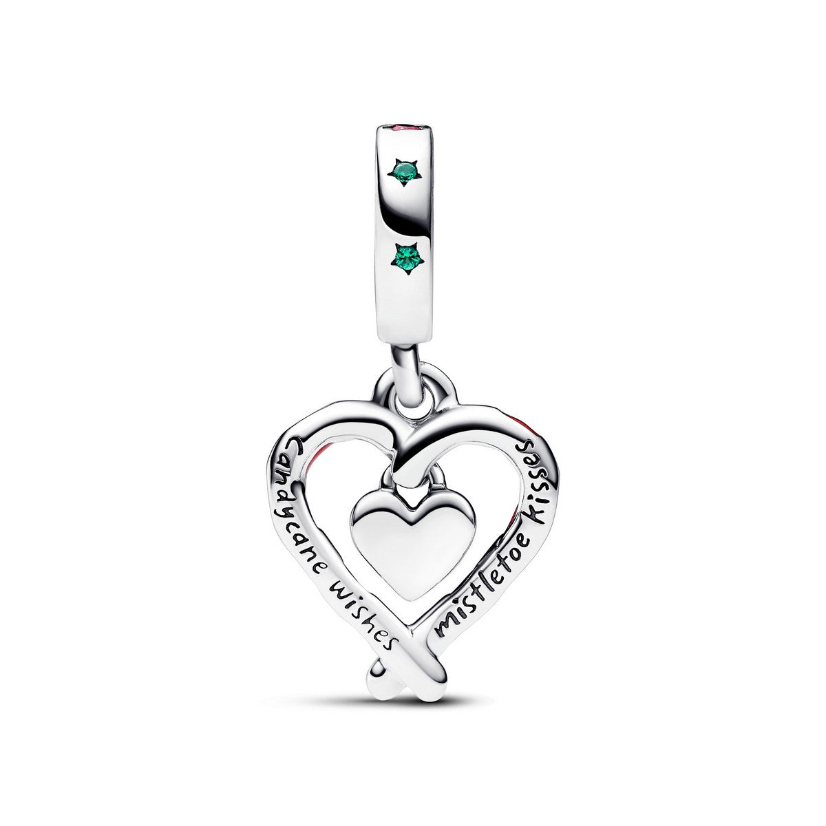 Pandora Dubbele Zuurstok Hart Kerst Hangende Bedel zilver - 792822C01