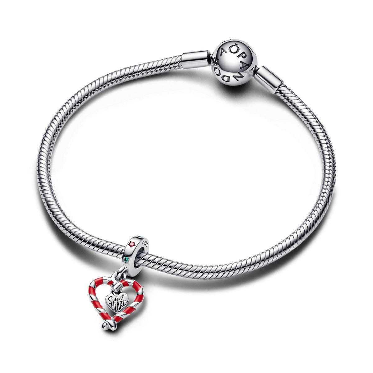 Pandora Dubbele Zuurstok Hart Kerst Hangende Bedel zilver - 792822C01