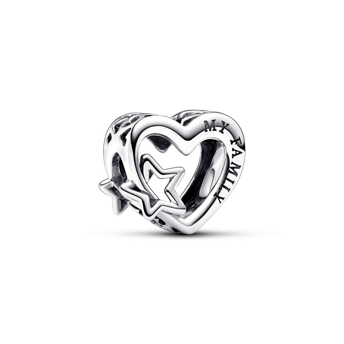 Pandora Opengewerkte Familie Hart & Ster Bedel zilver - 792829C00