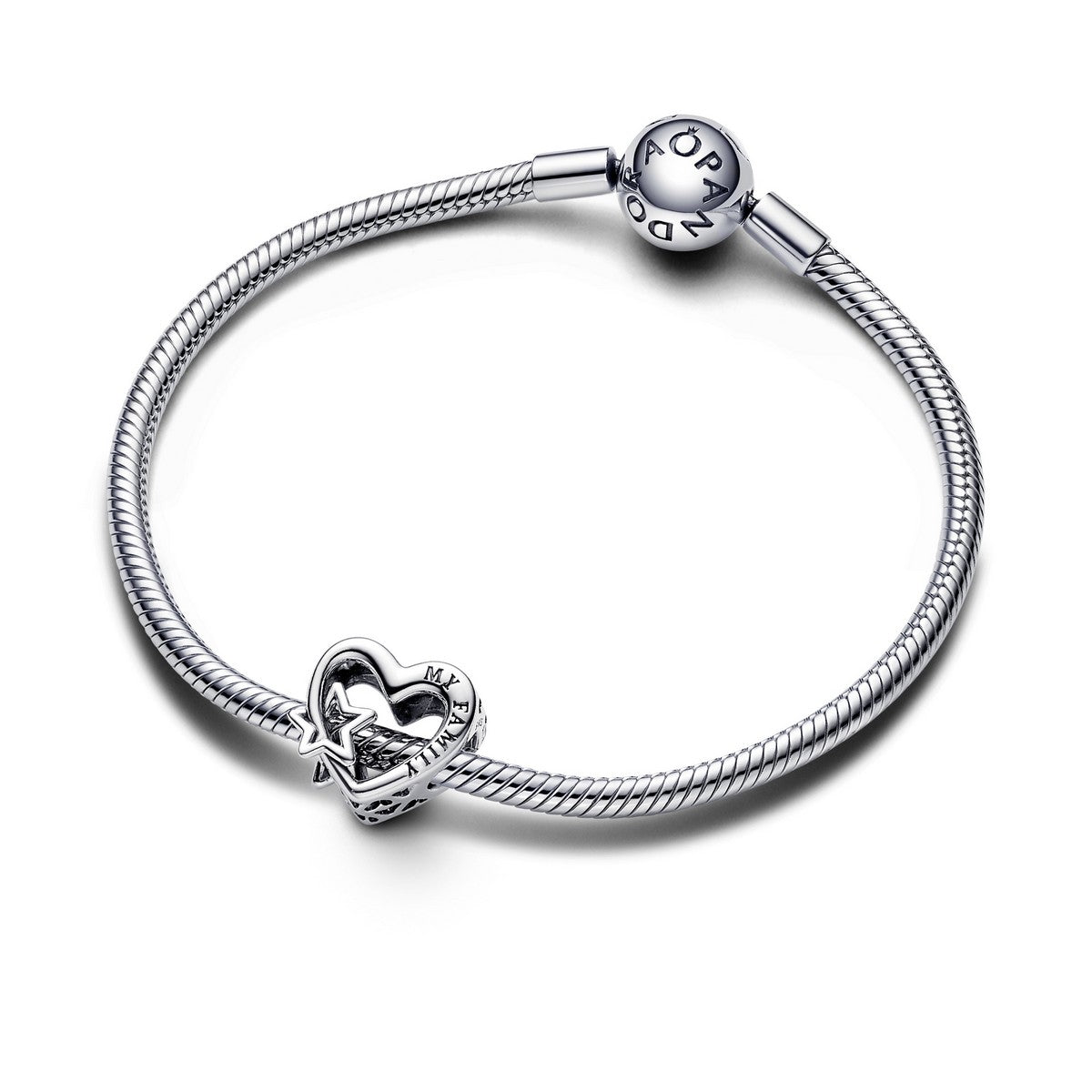 Pandora Opengewerkte Familie Hart & Ster Bedel zilver - 792829C00