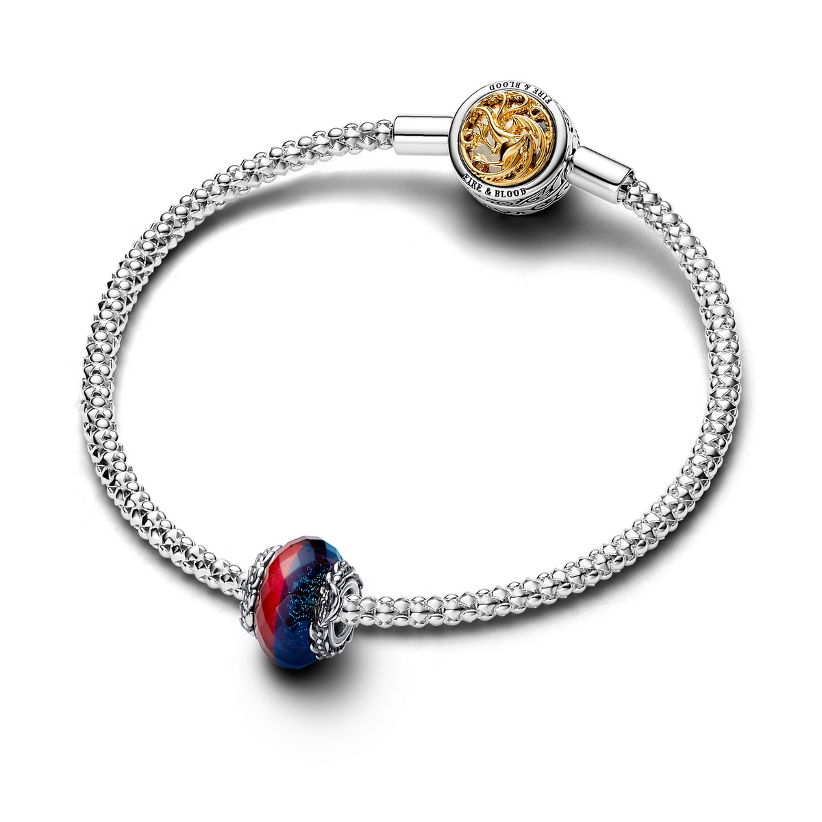 Pandora Spel van Thrones Ice & Fire Dragons Tweevoudige Muranoglazen Bedel zilver - 792966C00