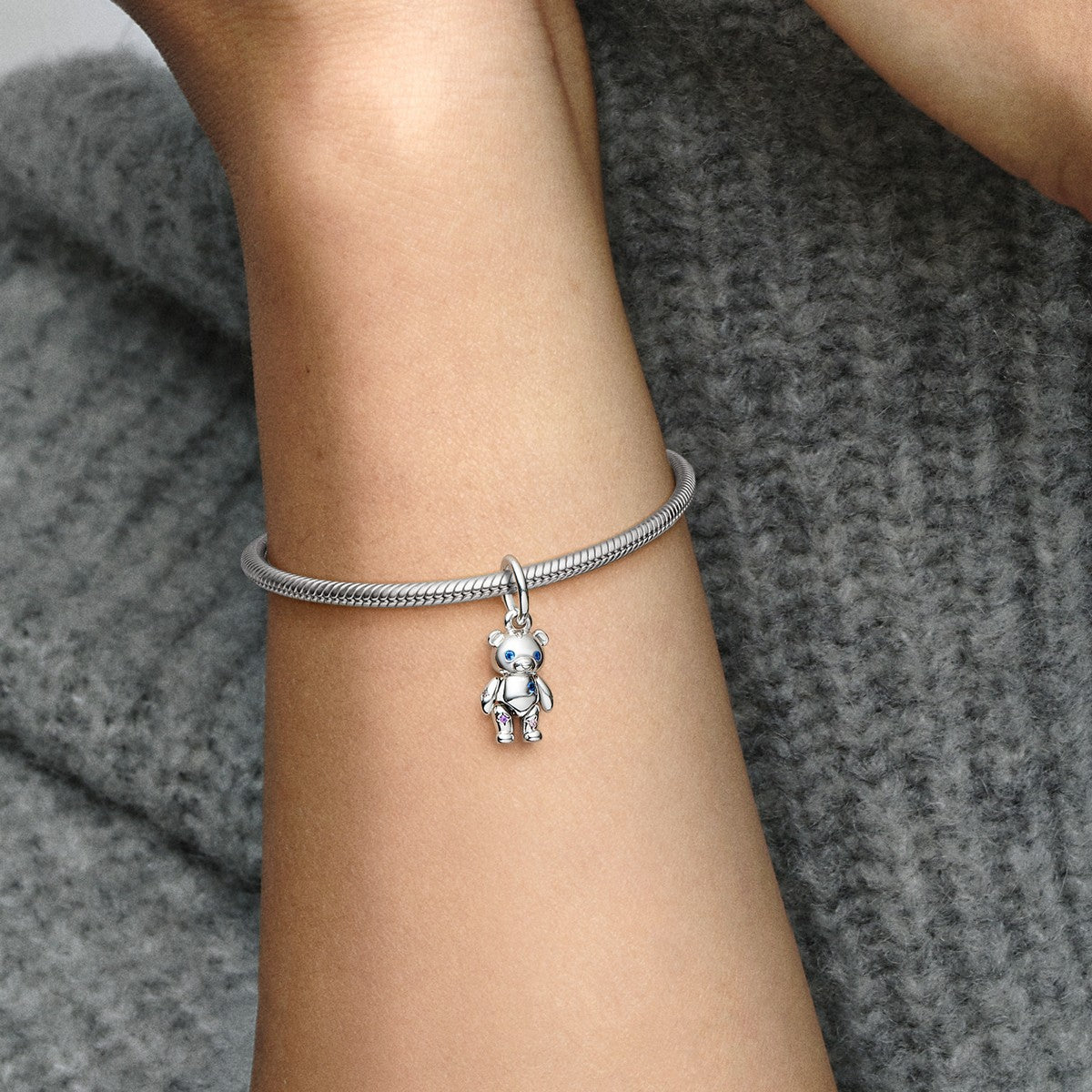 Pandora Beweegbare Teddybeer Hangende Bedel zilver - 792986C01